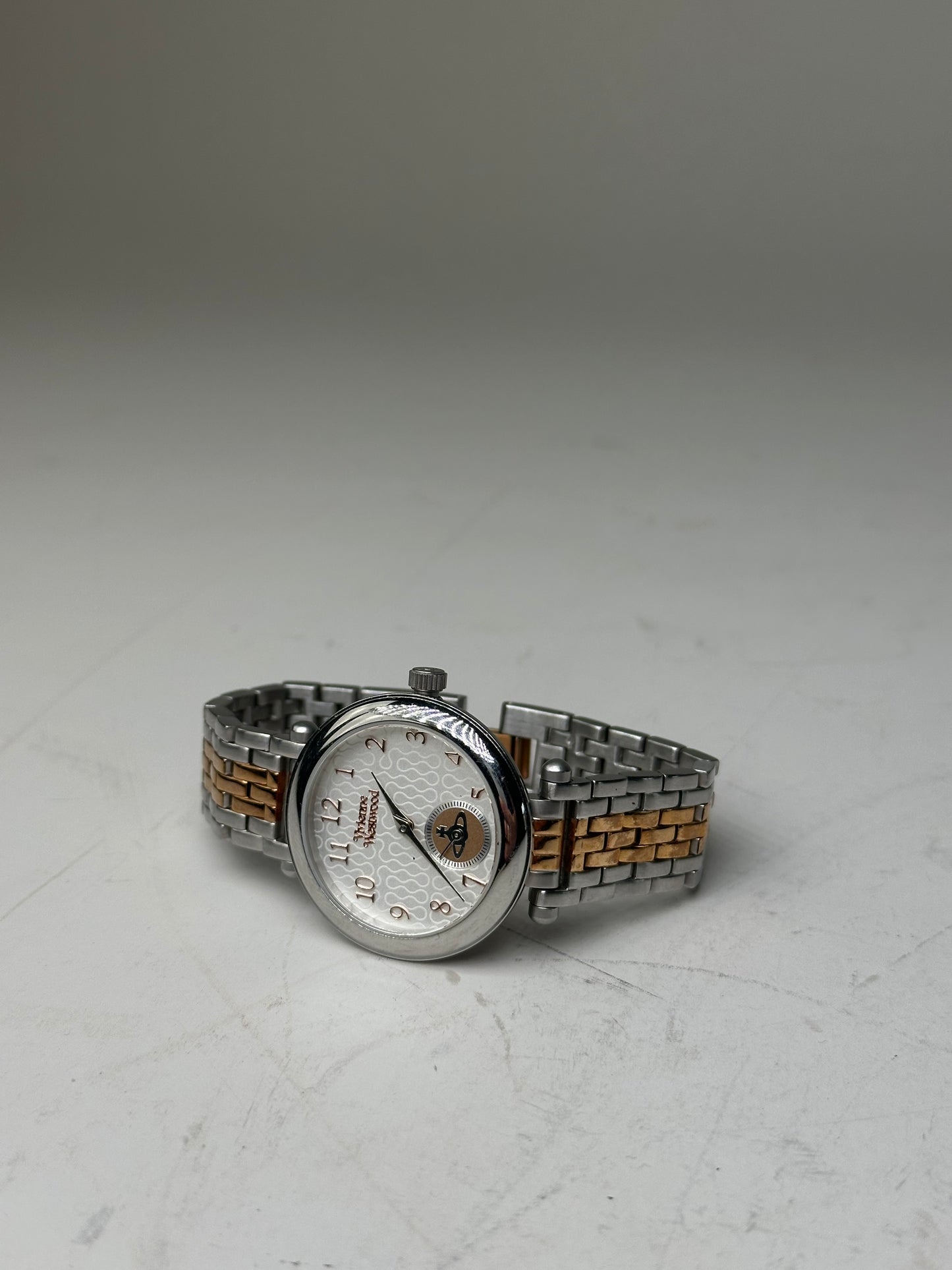 Vintage Vivienne Westwood Stainless Steel Bracelet Watch Silver Gold