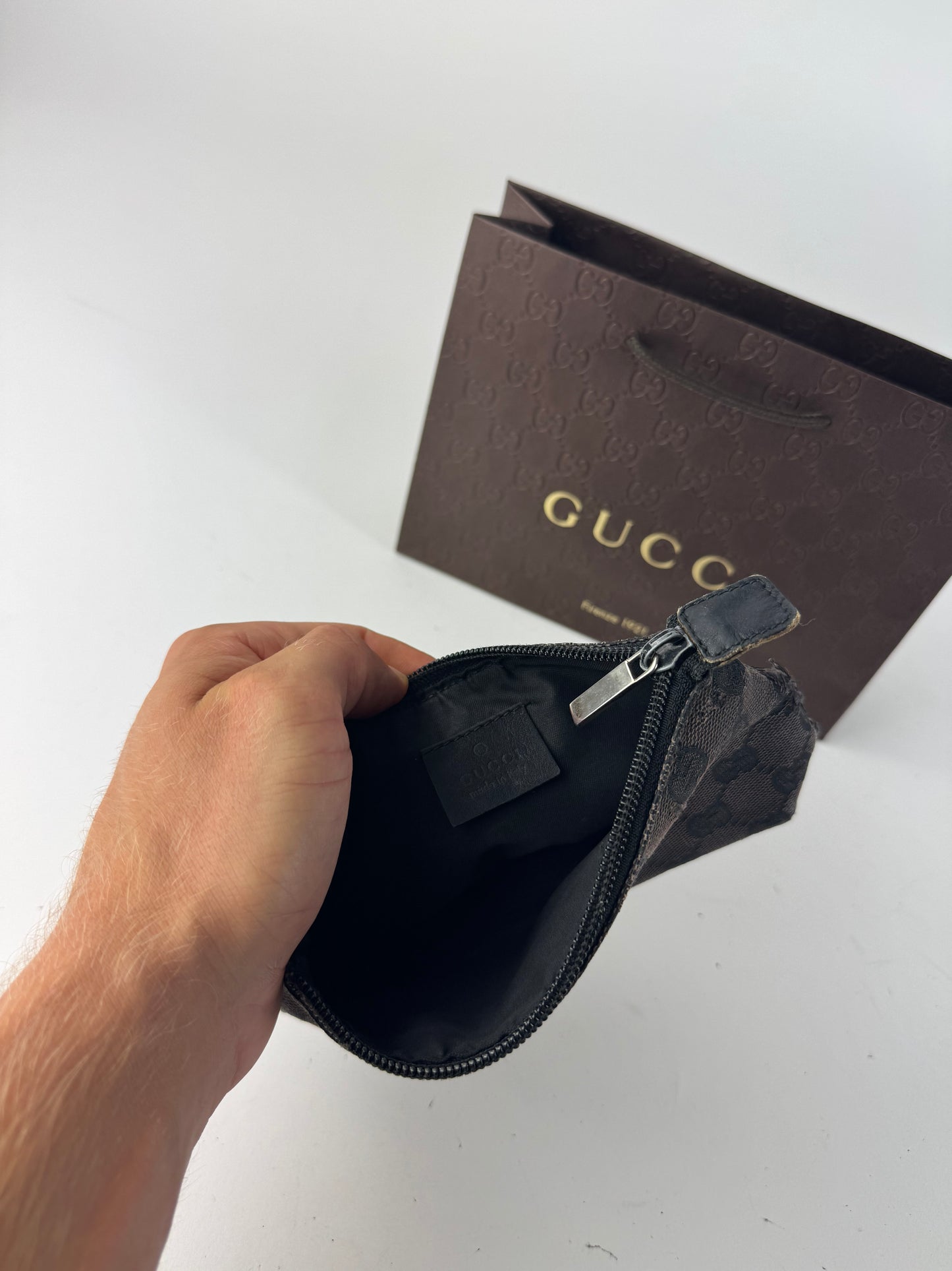 Vintage Gucci Monogram Canvas Leather monogram bag black