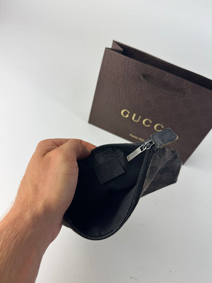 Vintage Gucci Monogram Canvas Leather monogram bag black