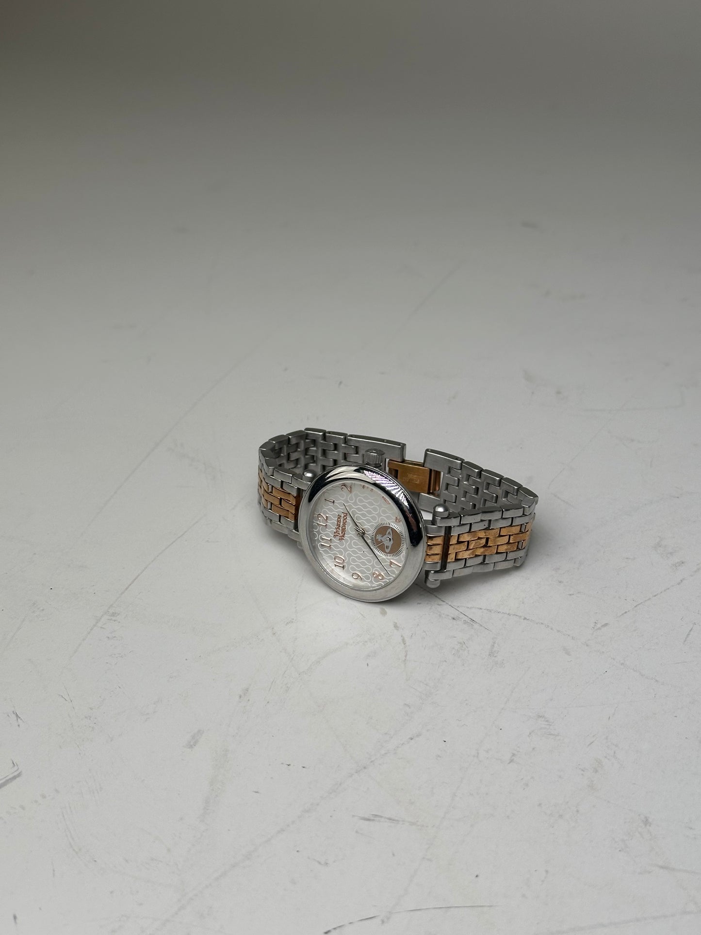 Vintage Vivienne Westwood Stainless Steel Bracelet Watch Silver Gold