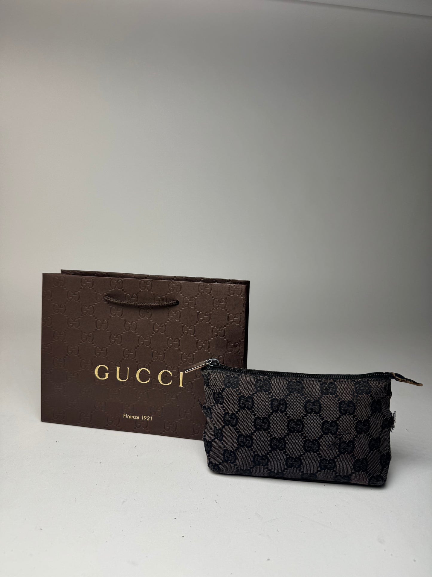 Vintage Gucci Monogram Canvas Leather monogram bag black