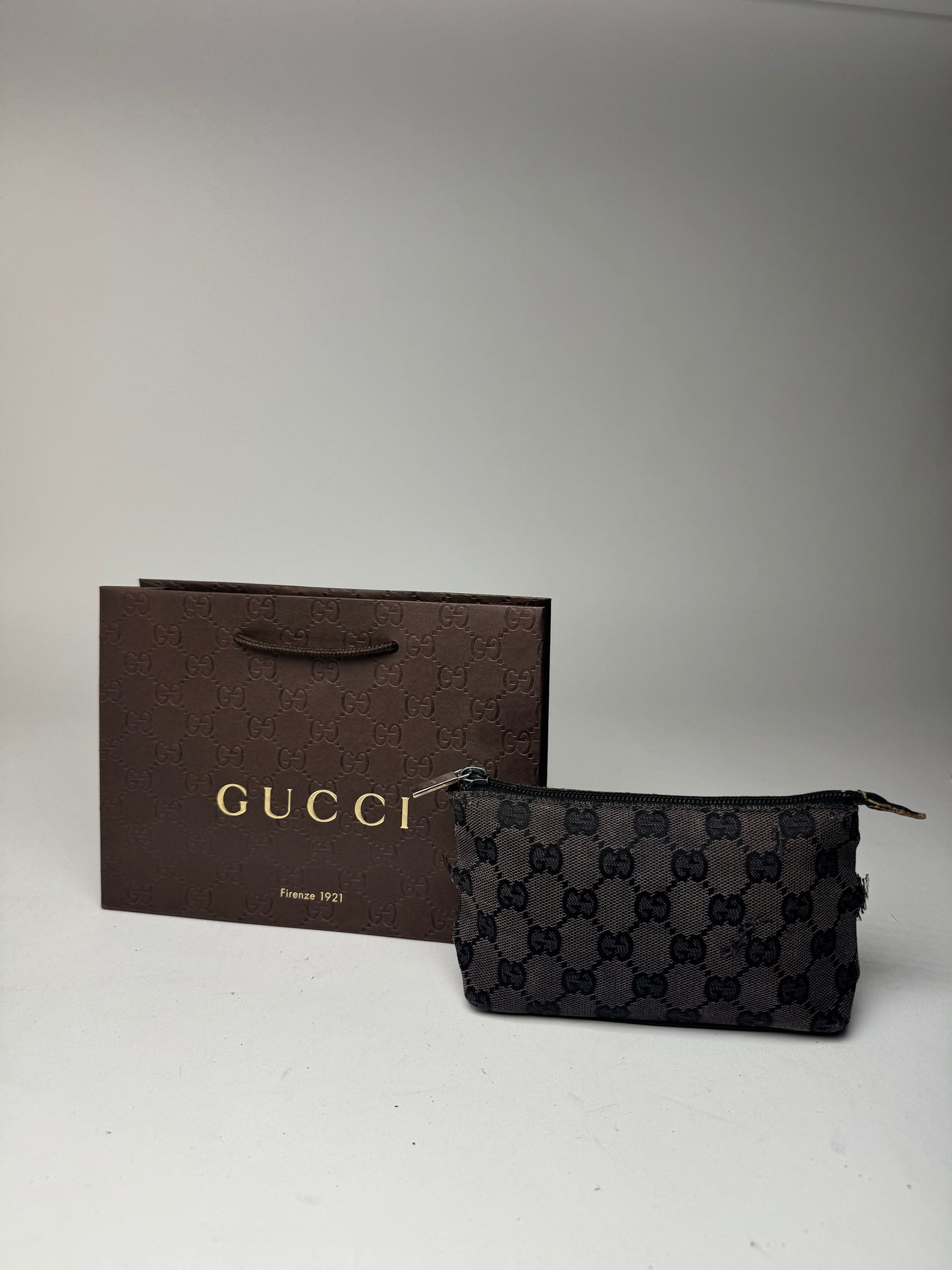 Vintage Gucci Monogram Canvas Leather monogram bag black