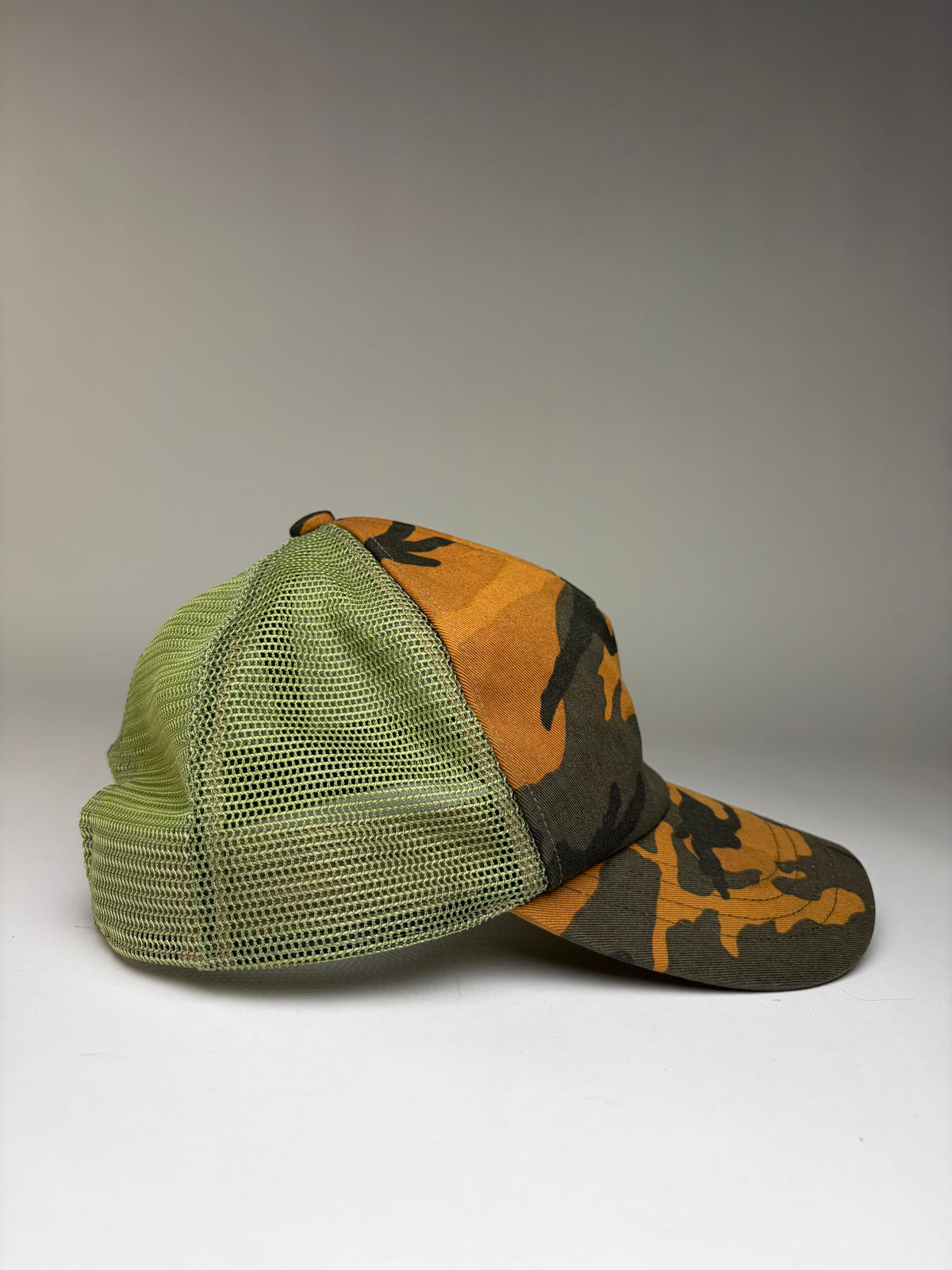 Vintage Burberry Camo Mesh Cap c. 2010s Orange Green