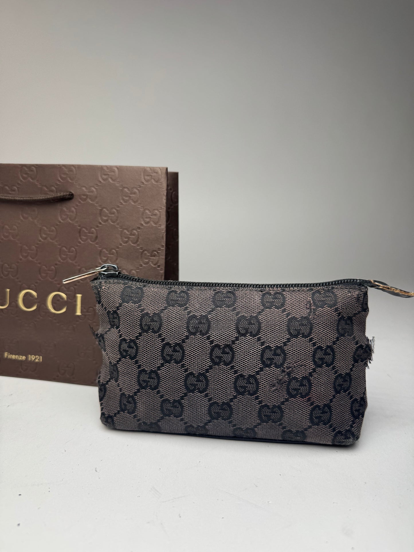 Vintage Gucci Monogram Canvas Leather monogram bag black