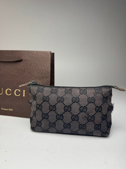 Vintage Gucci Monogram Canvas Leather monogram bag black