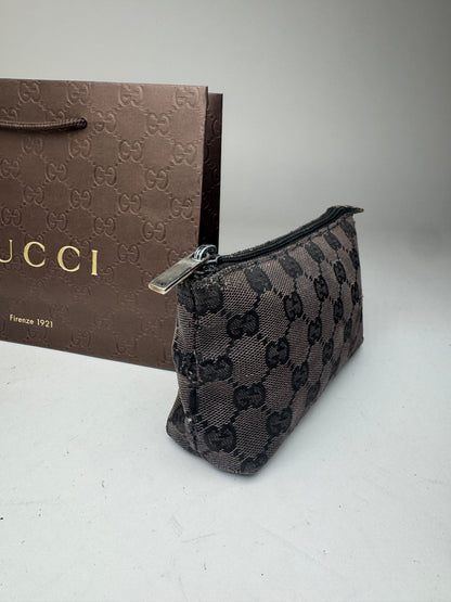 Vintage Gucci Monogram Canvas Leather monogram bag black