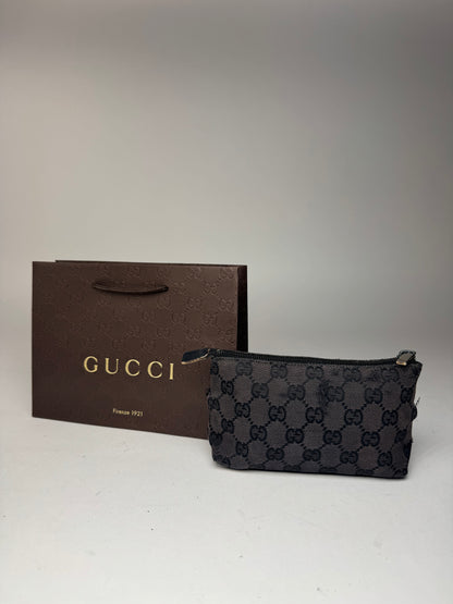 Vintage Gucci Monogram Canvas Leather monogram bag black