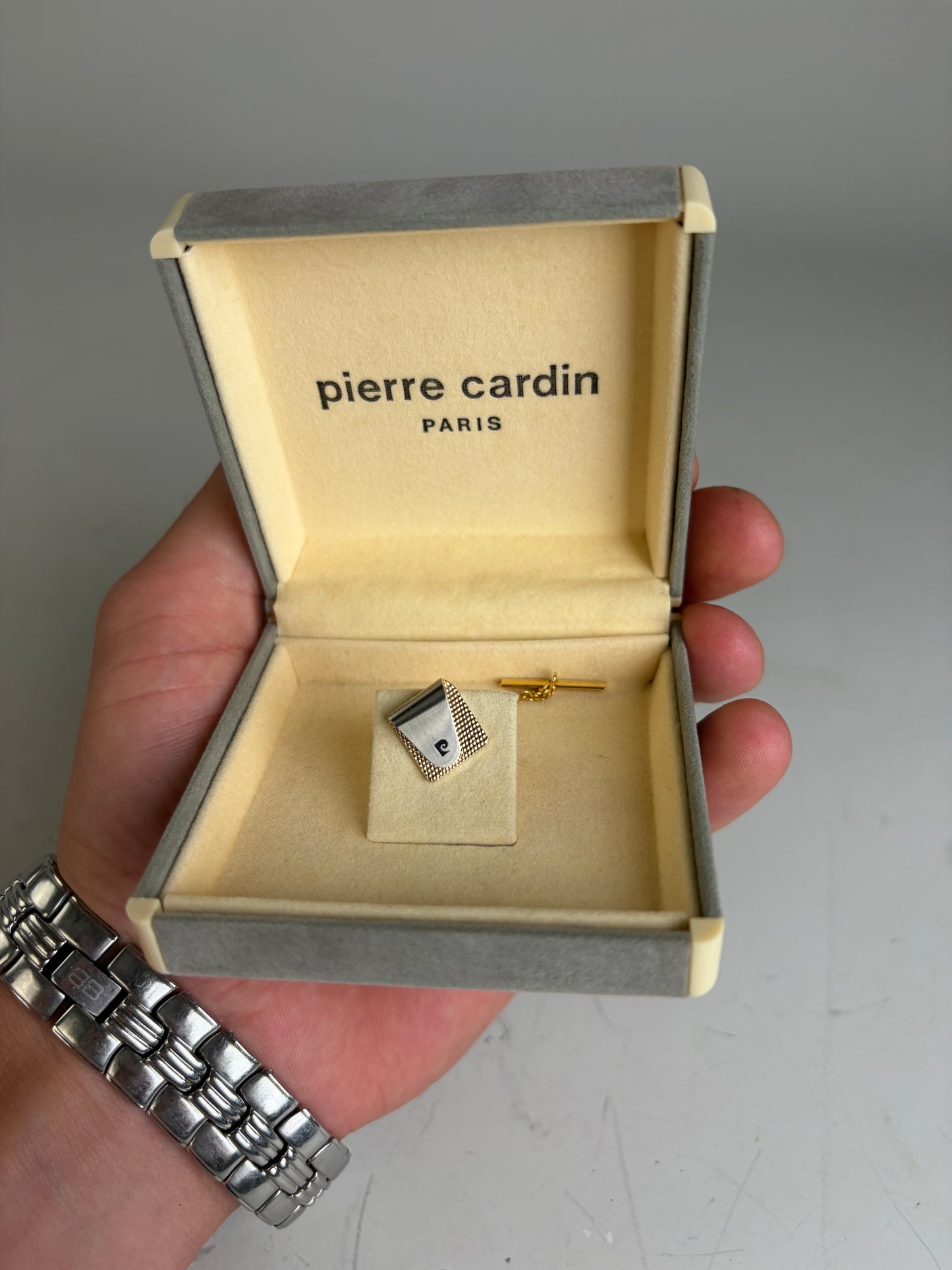 Vintage Pierre Gold-Tone Metal Earrings with Box