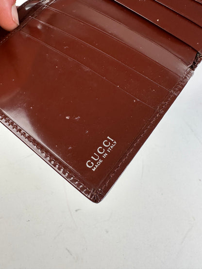 Vintage Gucci Horsebit Compact Wallet Burgundy Patent Leather