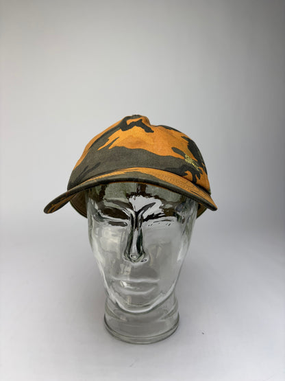 Vintage Burberry Camo Mesh Cap c. 2010s Orange Green