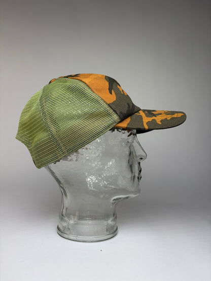 Vintage Burberry Camo Mesh Cap c. 2010s Orange Green