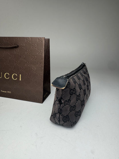 Vintage Gucci Monogram Canvas Leather monogram bag black