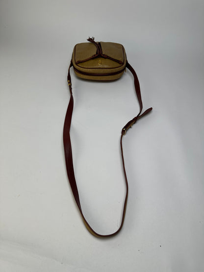 Vintage Cartier Must de Cartier Textured Leather Crossbody Bag Tan Burgundy