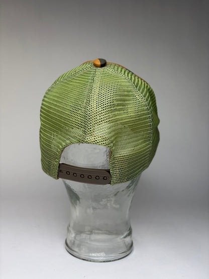 Vintage Burberry Camo Mesh Cap c. 2010s Orange Green