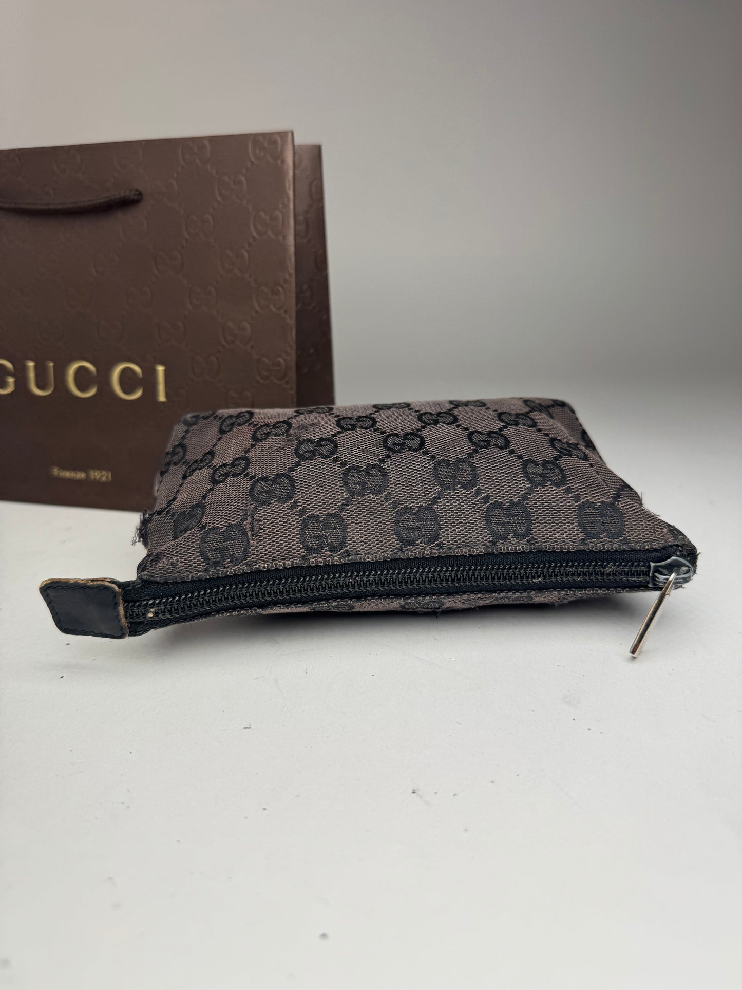 Vintage Gucci Monogram Canvas Leather monogram bag black