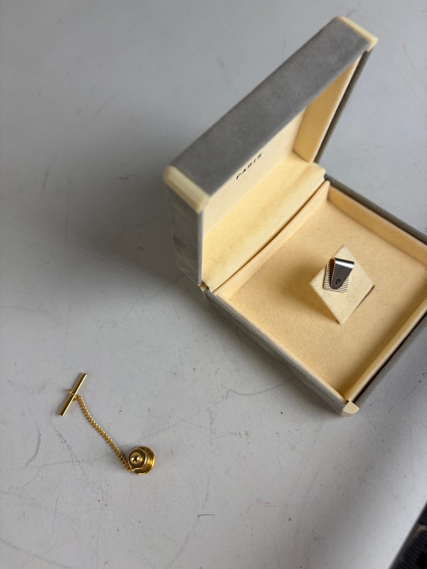Vintage Pierre Gold-Tone Metal Earrings with Box