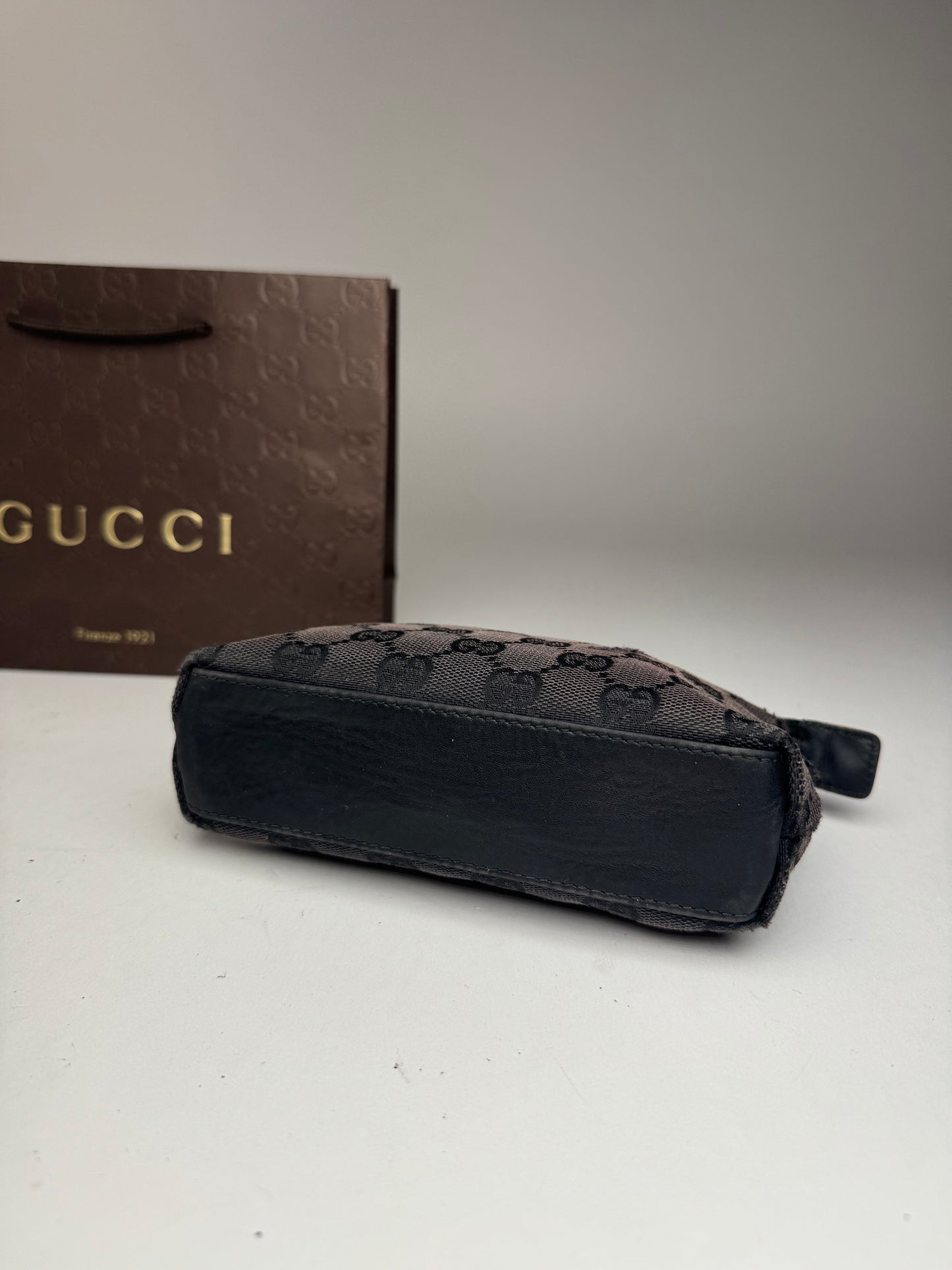 Vintage Gucci Monogram Canvas Leather monogram bag black