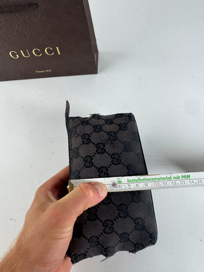 Vintage Gucci Monogram Canvas Leather monogram bag black