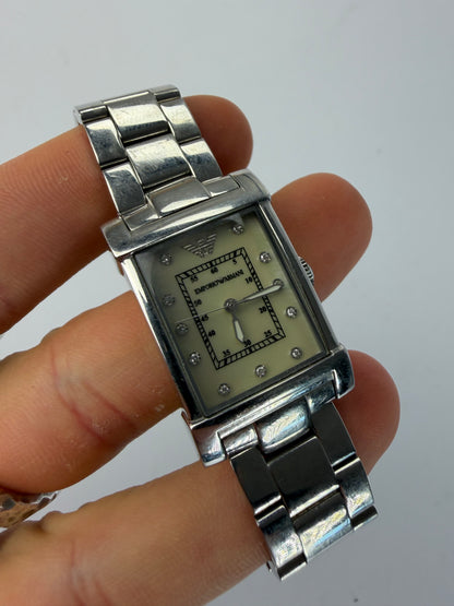 Vintage Giorgio Armani Emporio Armani Stainless Steel Quartz Watch Early 2000s Silver