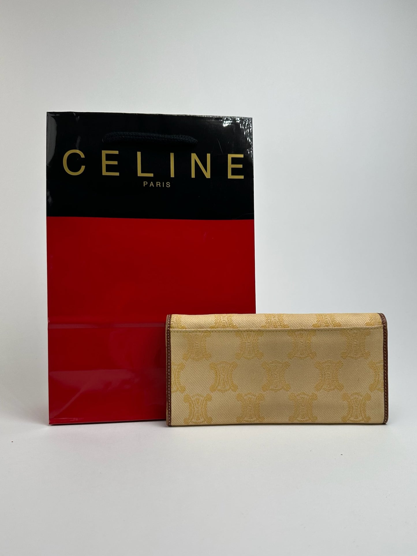 Vintage Celine Paris Monogram Wallet cream brown