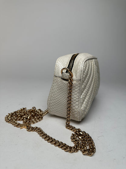 Vintage Stella Mc Cartney Snake Emblossed Vegan Leather Shoulder Bag Black White