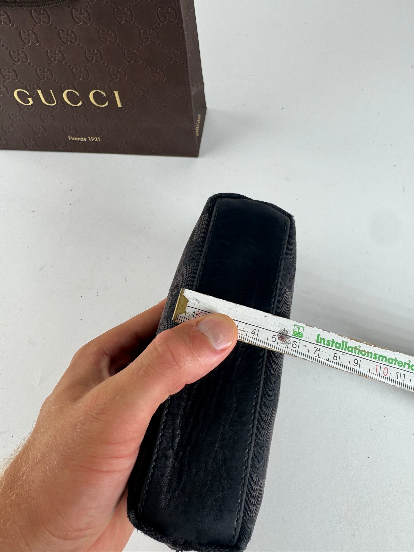 Vintage Gucci Monogram Canvas Leather monogram bag black