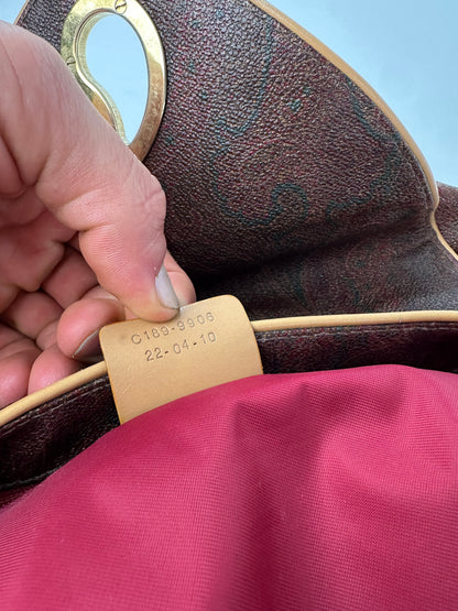 Vintage Etro Paisley Canvas Flap Shoulder Bag Burgundy