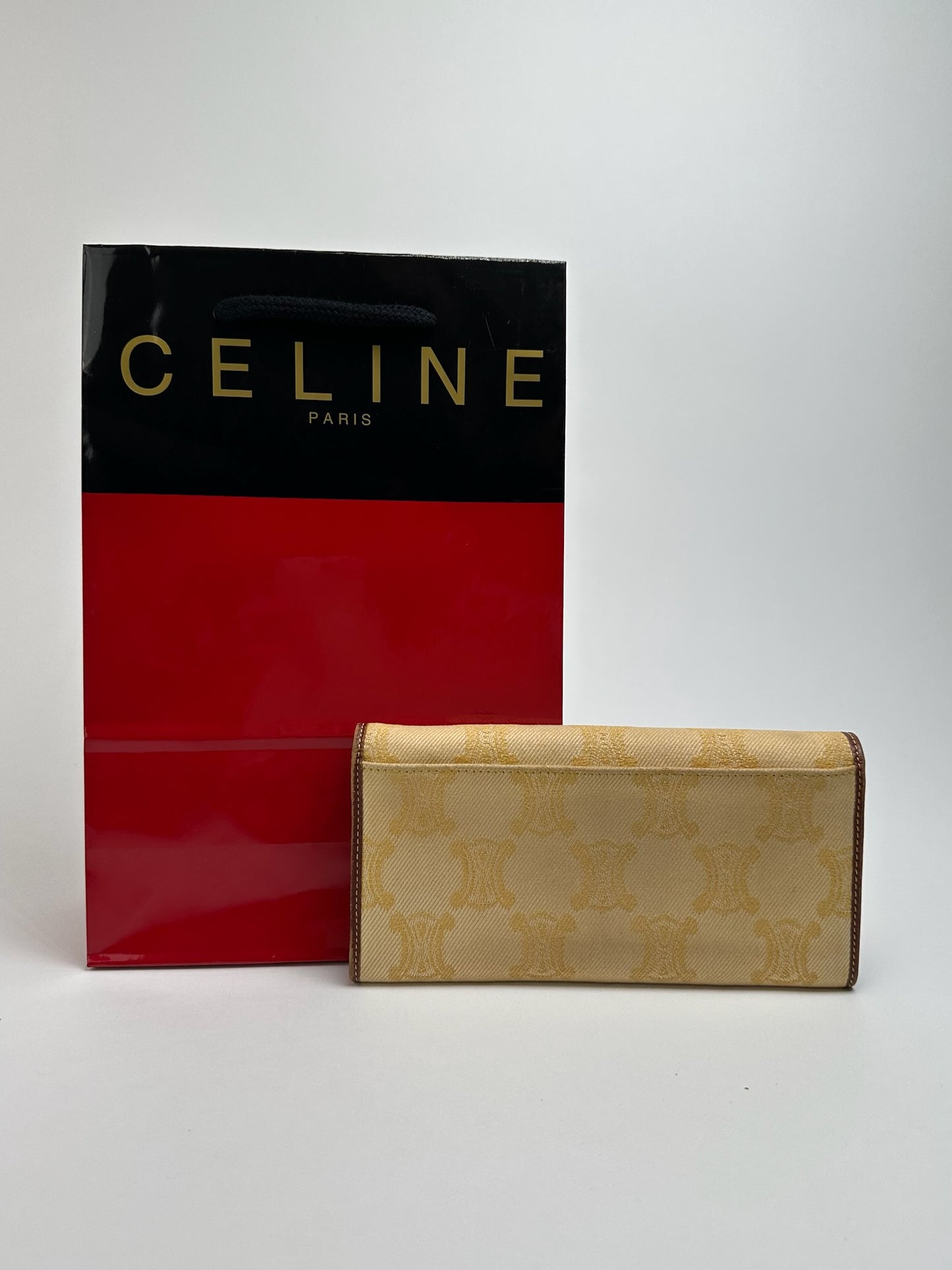 Vintage Celine Paris Monogram Wallet cream brown