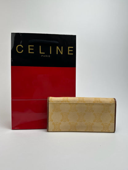 Vintage Celine Paris Monogram Wallet cream brown