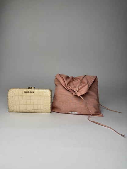 Vintage Miu Miu Leather Crocodile Emblossed White