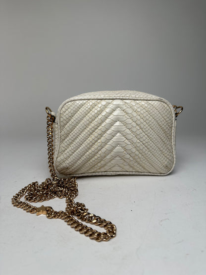 Vintage Stella Mc Cartney Snake Emblossed Vegan Leather Shoulder Bag Black White