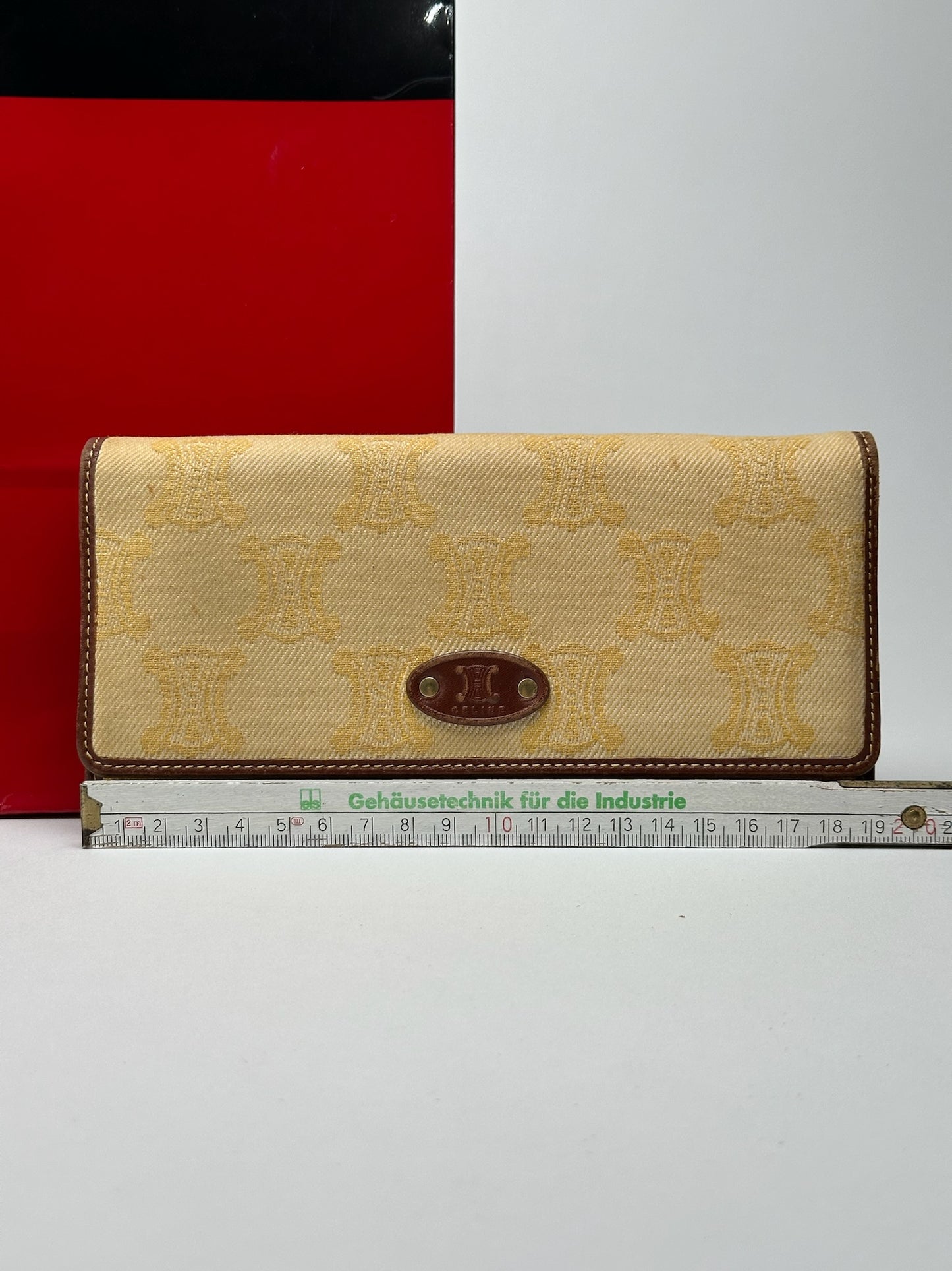 Vintage Celine Paris Monogram Wallet cream brown