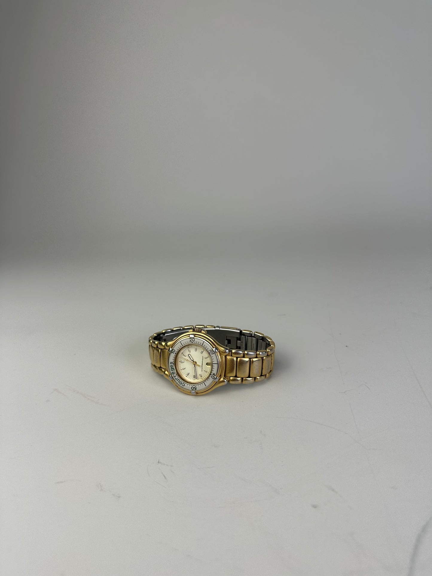 Vintage Courreges Stainless Steel Bracelet Watch Gold Silver