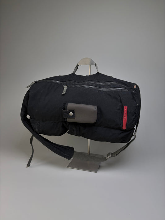 Vintage Prada Nylon Shoulder Bag Black Silver