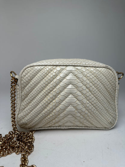 Vintage Stella Mc Cartney Snake Emblossed Vegan Leather Shoulder Bag Black White