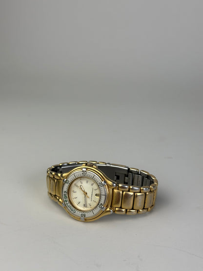 Vintage Courreges Stainless Steel Bracelet Watch Gold Silver