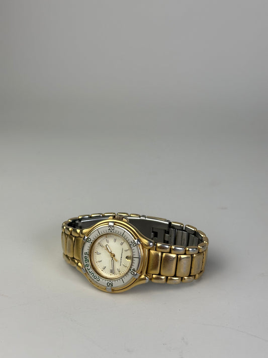 Vintage Courreges Stainless Steel Bracelet Watch Gold Silver