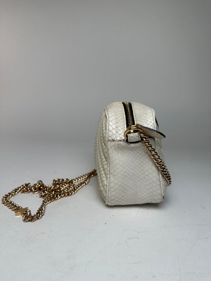 Vintage Stella Mc Cartney Snake Emblossed Vegan Leather Shoulder Bag Black White