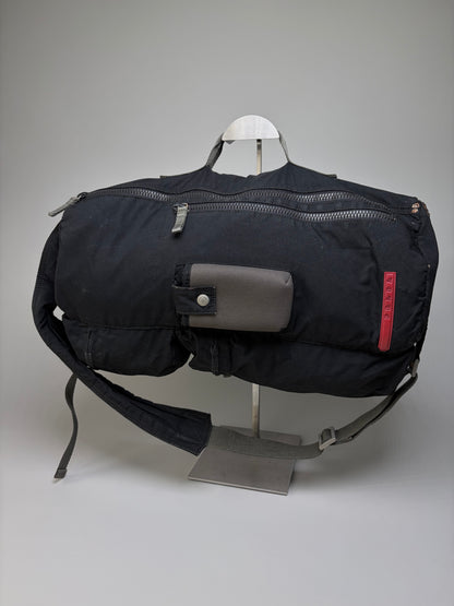 Vintage Prada Nylon Shoulder Bag Black Silver