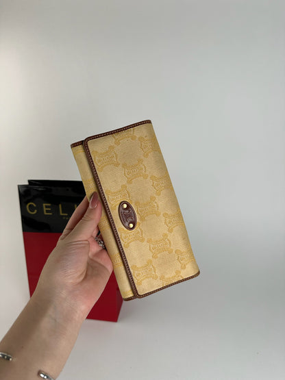 Vintage Celine Paris Monogram Wallet cream brown