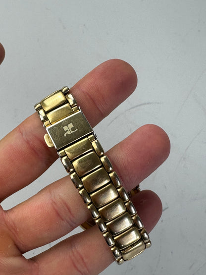 Vintage Courreges Stainless Steel Bracelet Watch Gold Silver
