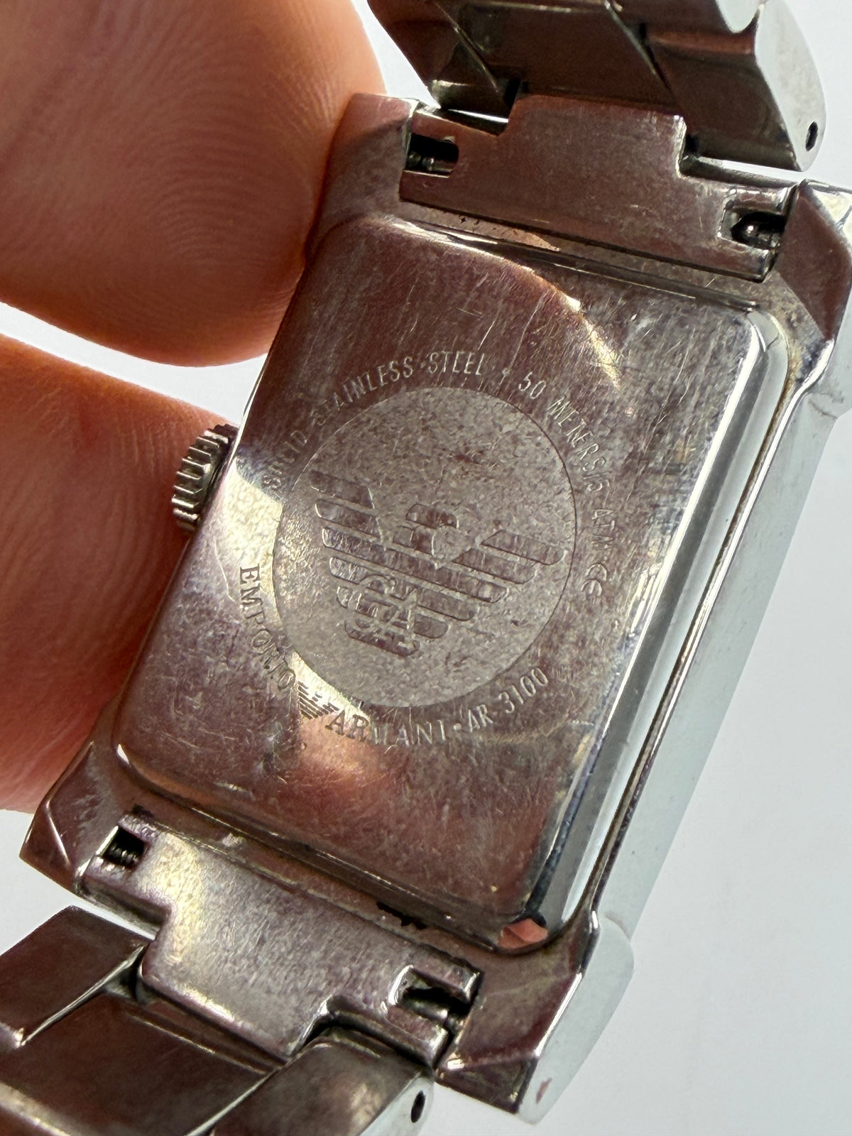 Vintage Giorgio Armani Emporio Armani Stainless Steel Quartz Watch Early 2000s Silver