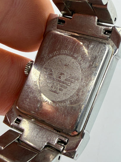 Vintage Giorgio Armani Emporio Armani Stainless Steel Quartz Watch Early 2000s Silver