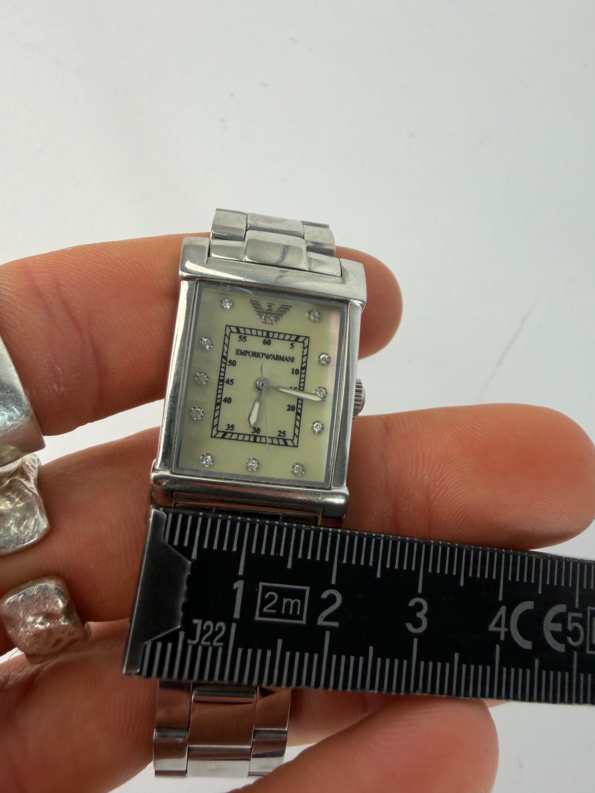 Vintage Giorgio Armani Emporio Armani Stainless Steel Quartz Watch Early 2000s Silver