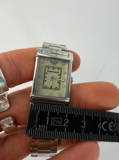 Vintage Giorgio Armani Emporio Armani Stainless Steel Quartz Watch Early 2000s Silver