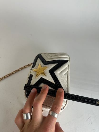 Vintage Stella Mc Cartney Snake Emblossed Vegan Leather Shoulder Bag Black White