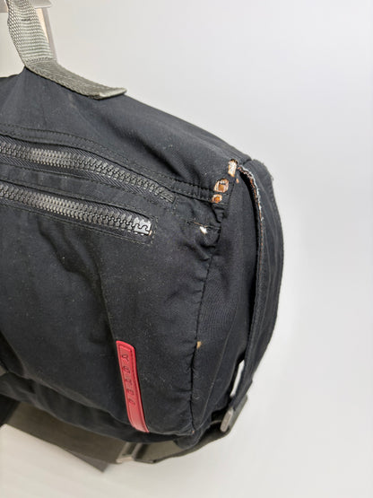 Vintage Prada Nylon Shoulder Bag Black Silver