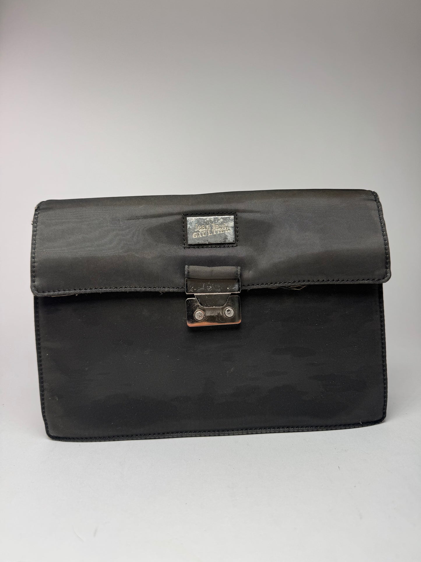 Pochette vintage en toile noire Jean Paul Gaultier