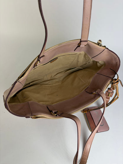 Vintage Chloé Leather Tote Dusty Pink Gold