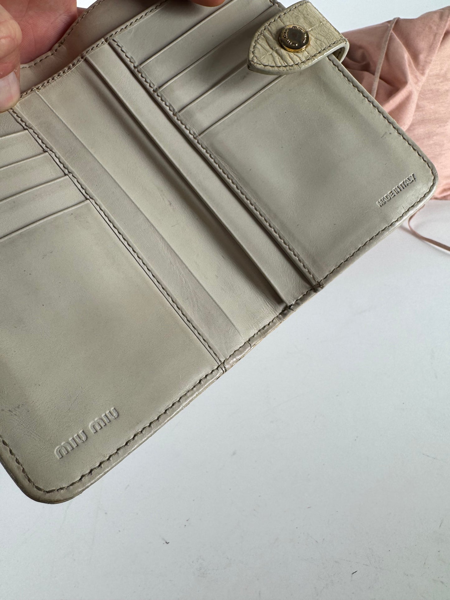 Vintage Miu Miu Leather Crocodile Emblossed White